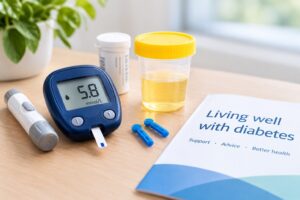 Diabetes Care Essentials On A Bright Table
